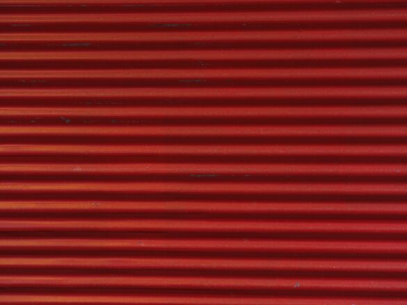 red painted shop shutter