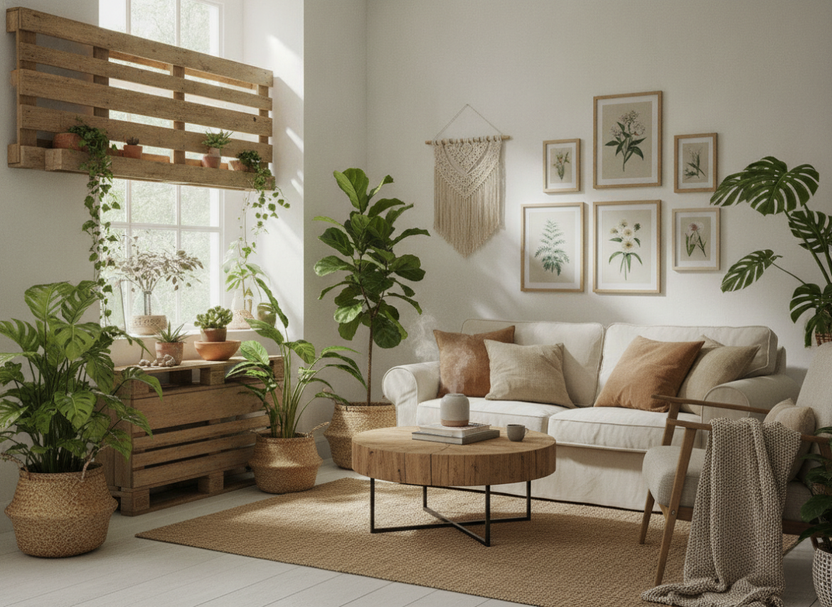 Budgetvriendelijke biophilic accenten voor een rustige woonkamer