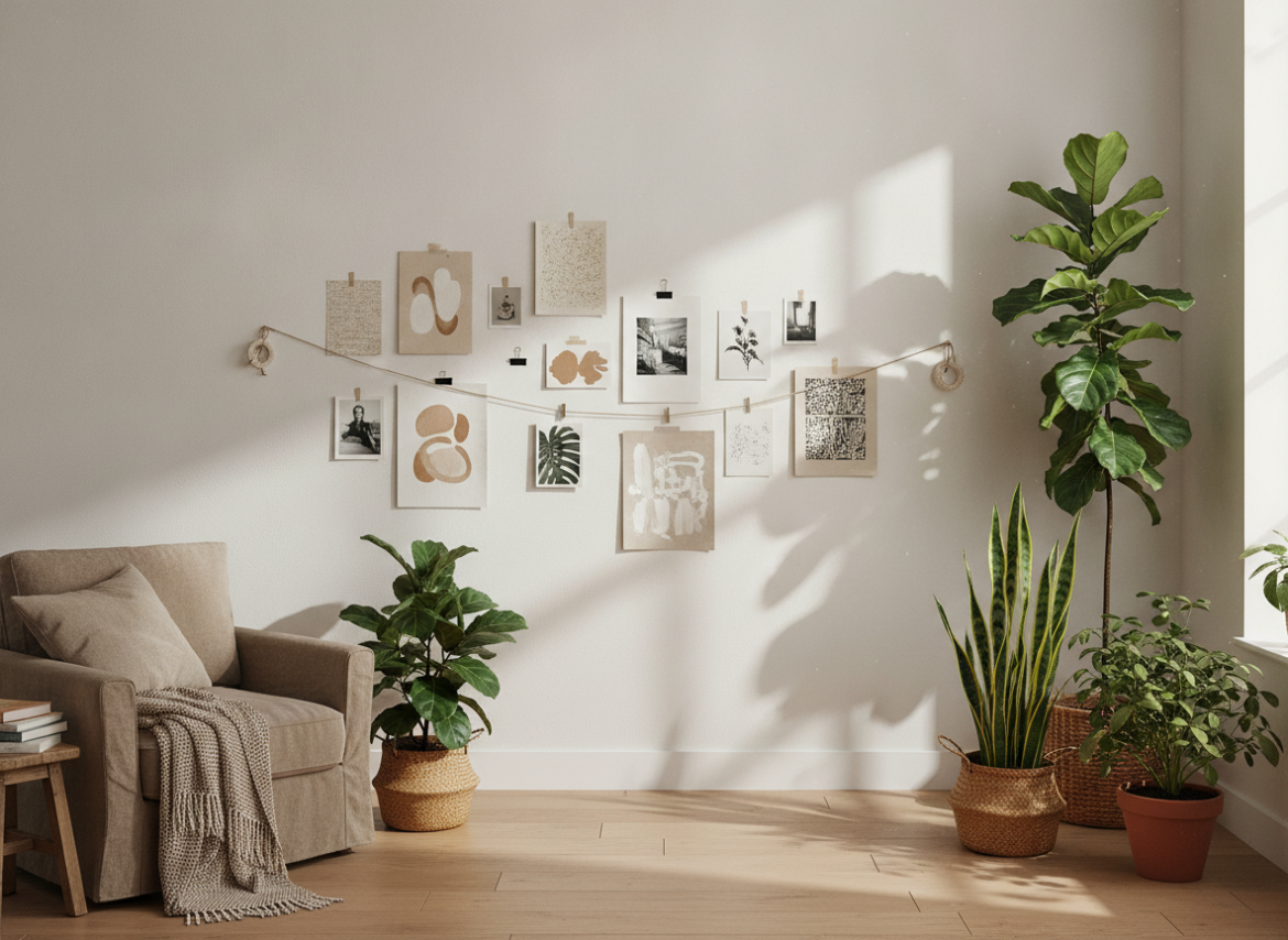 Een saaie muur opfleuren met ongelijste kunst voor weinig geld